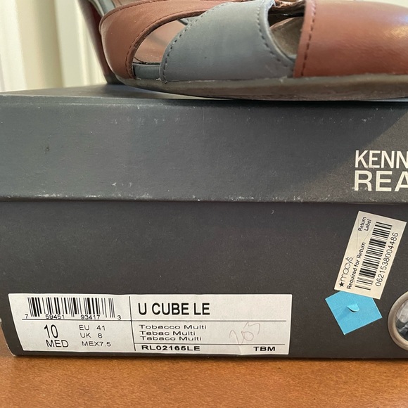Kenneth Cole Reaction U Cube t-strap shoe size 10- grey and brown leather- NWT - Picture 2 of 9